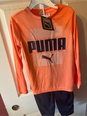 Puma Kids Orange Long-Sleeve & navy pants size 5 puma 2 piece set NWT